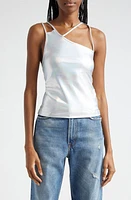 K. NGSLEY Fist Asymmetric Iridescent Cutout Camisole Silver at Nordstrom,