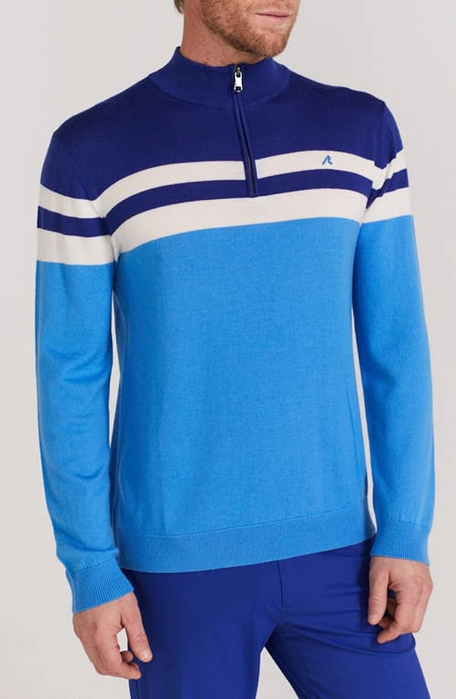 Redvanly Cooper Stripe Quarter Zip Wool Sweater at Nordstrom,