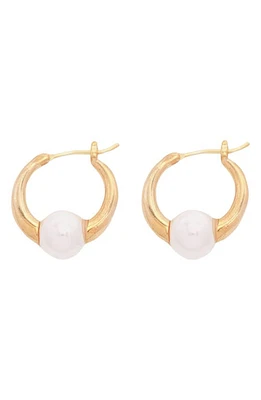 Petit Moments Remostias Imitation Pearl Huggie Hoop Earrings in Gold at Nordstrom