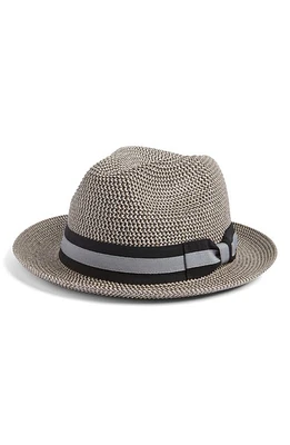 Nordstrom Classic Stripe Ribbon Fedora Black Combo at Nordstrom,