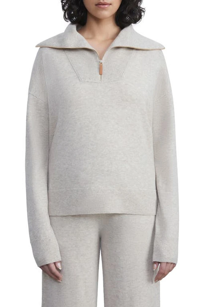 Lafayette 148 New York Half-Zip Merino Wool & Cashmere Sweater Oatmeal Melange at Nordstrom,