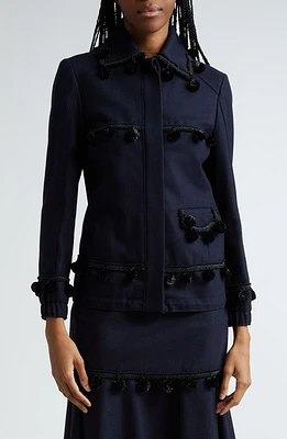 Wales Bonner Time Tailored Wool Blend Jacket in Navy at Nordstrom, Size 2-4 Us