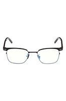 TOM FORD 49mm Small Square Blue Light Blocking Reading Glasses in Black/Other at Nordstrom