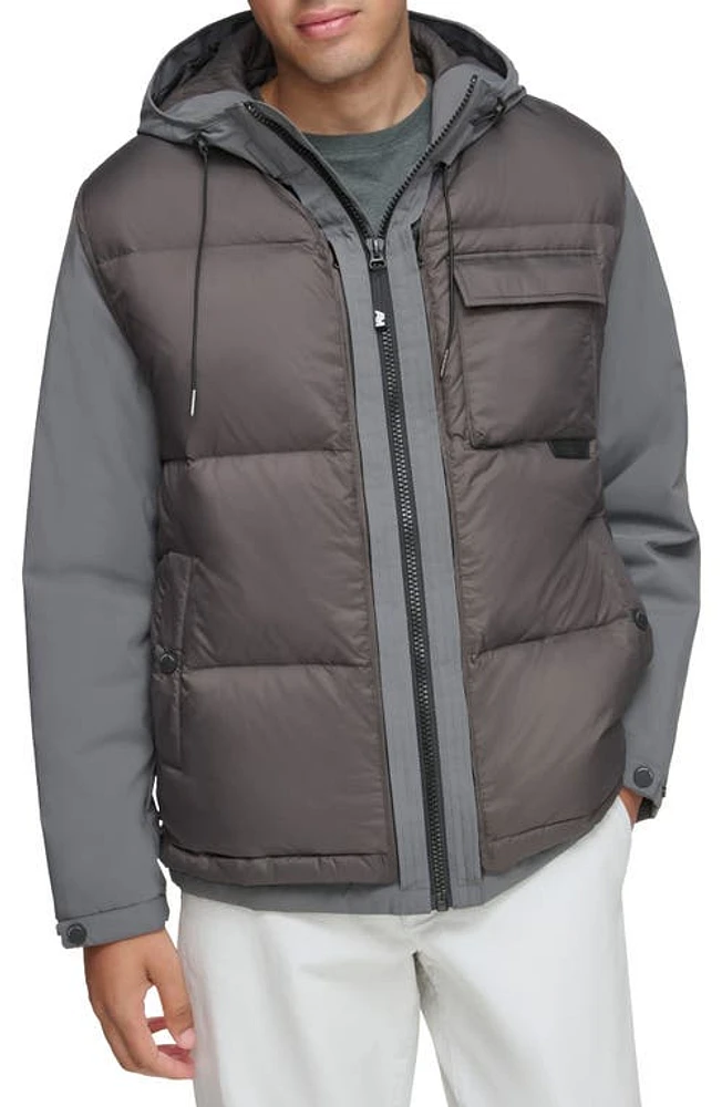 Andrew Marc Paxos Water Resistant Quilted Down Jacket Slate at Nordstrom,