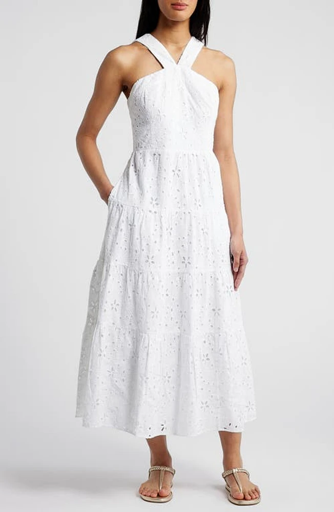 Lilly Pulitzer Jenette Eyelet Embroidered Halter Sundress Resort White Sealife at Nordstrom,