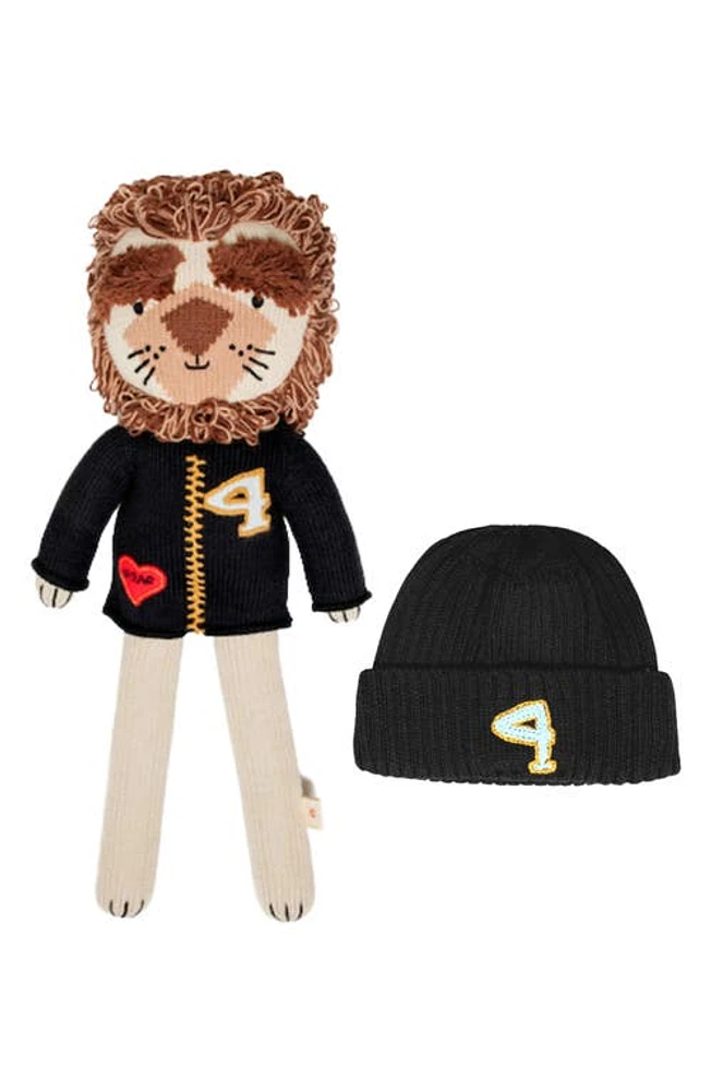 reD & oLive Lion Doll & Beanie Set in Sand/Black at Nordstrom