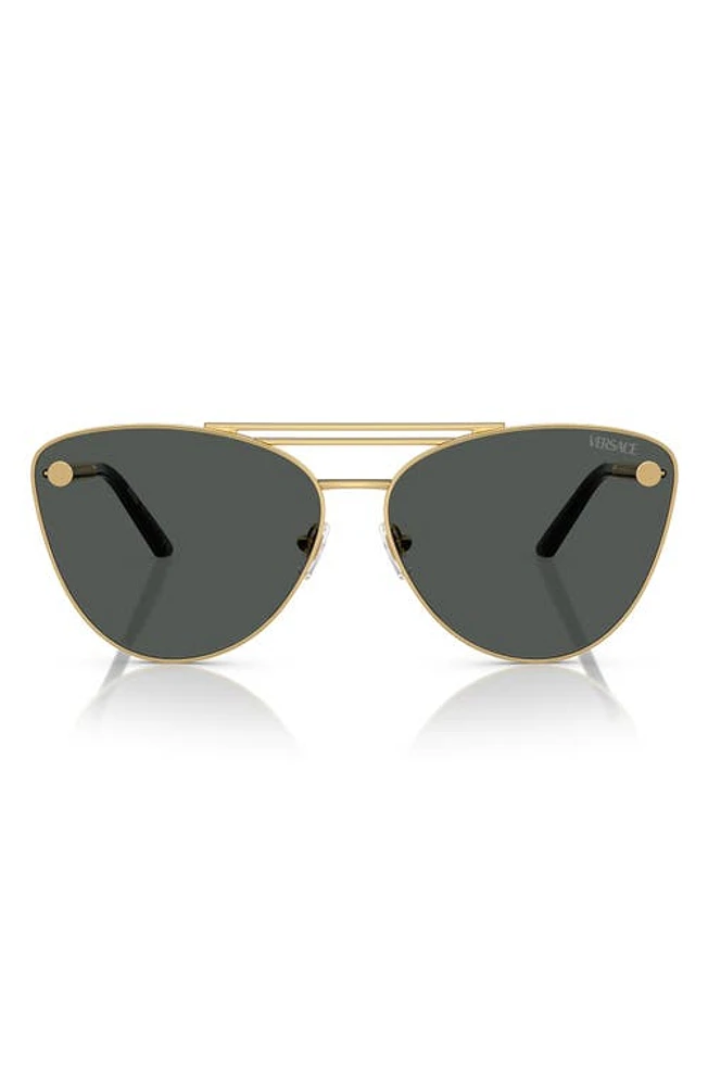 Versace 64mm Oversize Cat Eye Sunglasses in Gold at Nordstrom