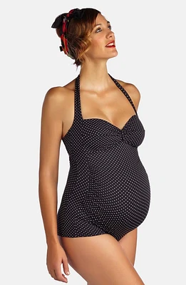 Pez D'Or Montego Bay Jacquard One-Piece Maternity Swimsuit Black at Nordstrom,