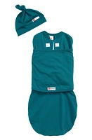 embé Starter 2-Way Swaddle & Hat Set in Teal at Nordstrom, Size 0-3 M