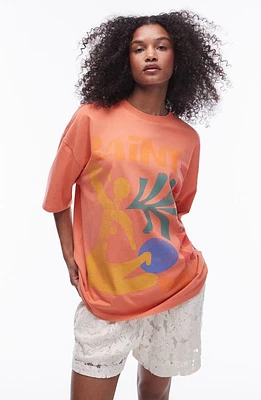 Topshop Saint Tropez Oversize Graphic T-Shirt Orange at Nordstrom,