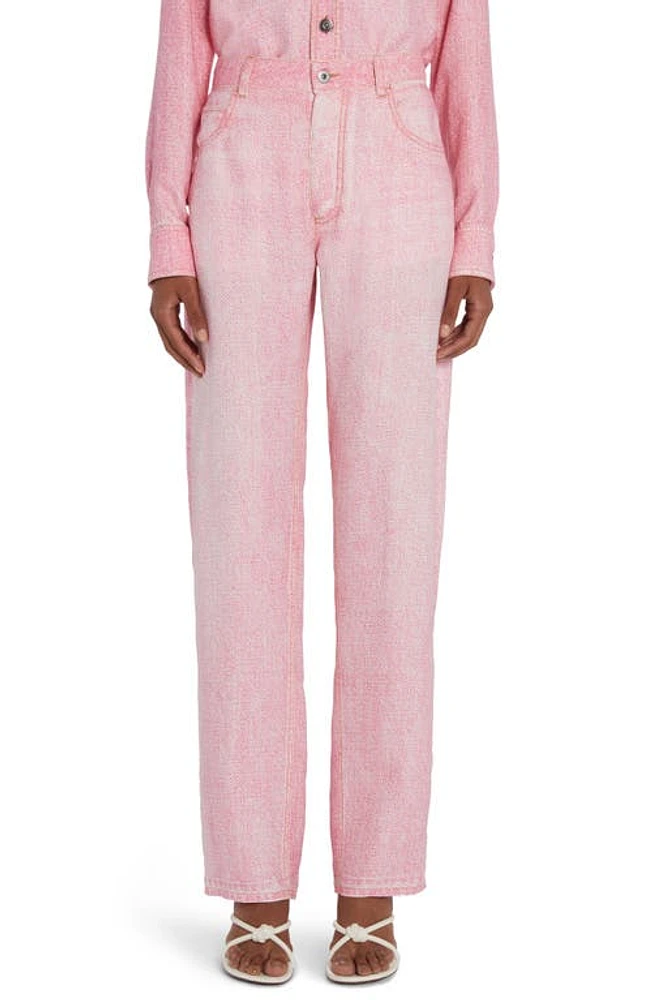 Bottega Veneta Trompe l'Oeil Denim Print Pants Pink/White at Nordstrom, Us