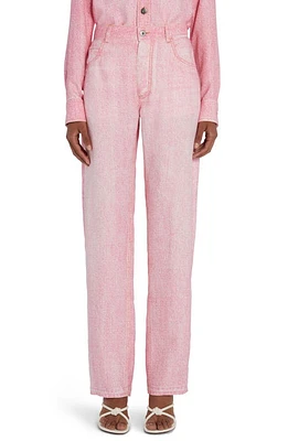 Bottega Veneta Trompe l'Oeil Denim Print Pants Pink/White at Nordstrom, Us