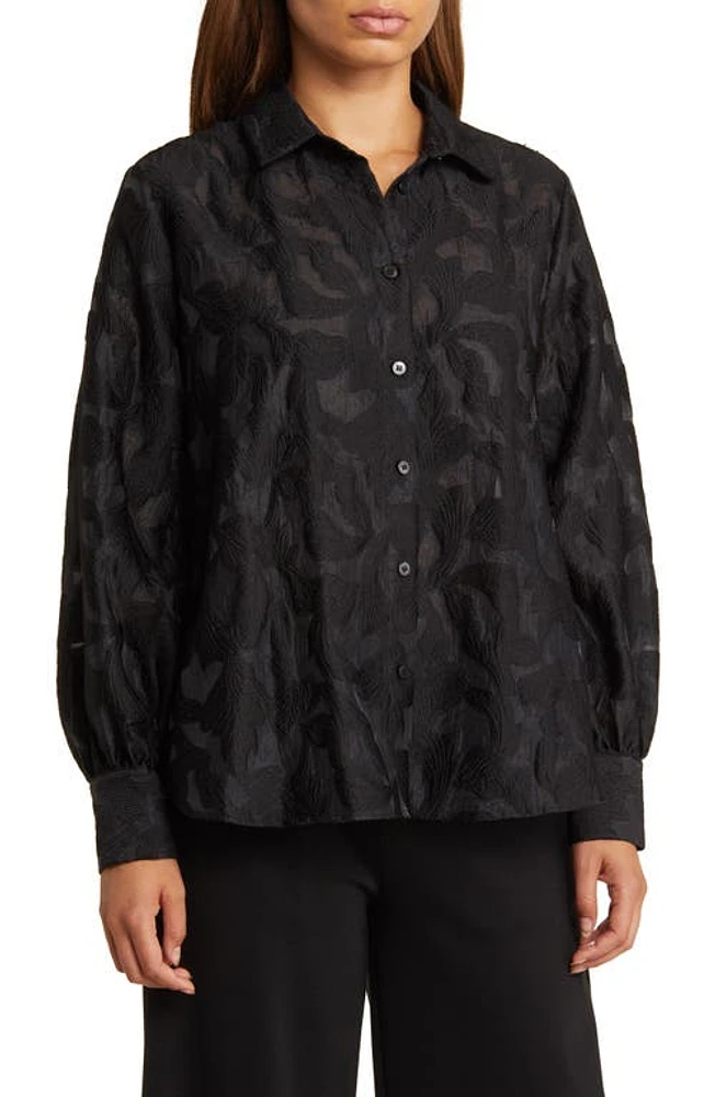 Masai Copenhagen Maingrida Jacquard Trapeze Shirt in Black at Nordstrom, Size Large