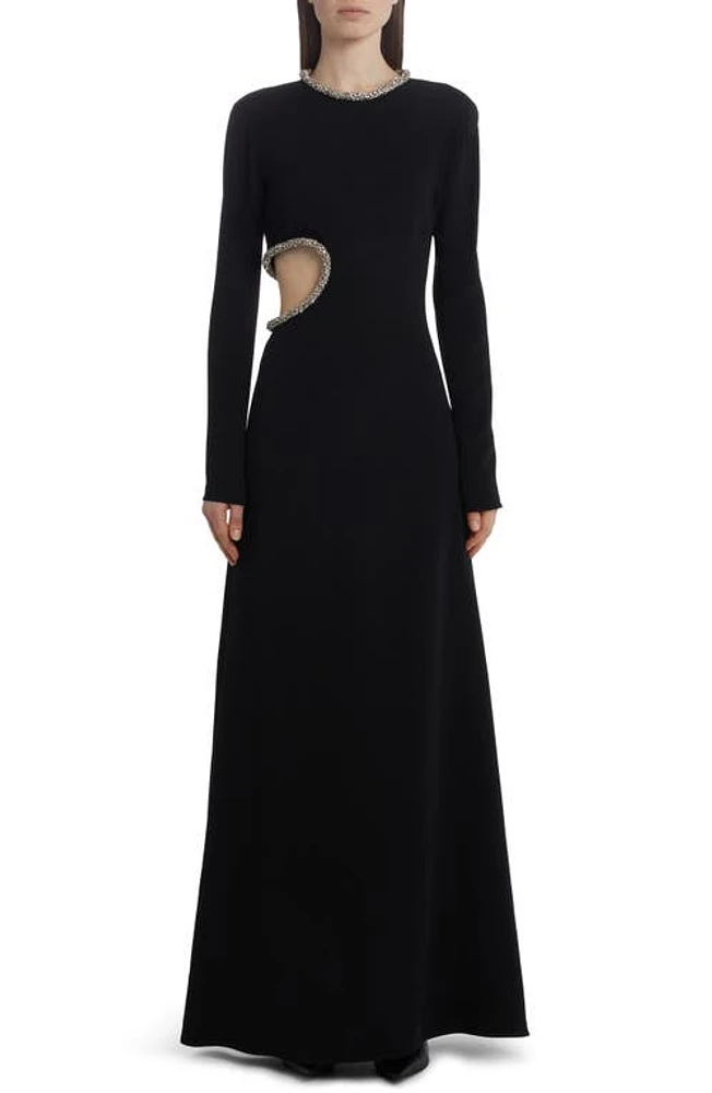 Stella McCartney Embellished Long Sleeve Cutout Gown Black at Nordstrom, Us