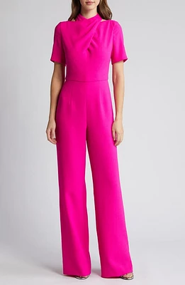 Black Halo Mercer Twist Wide Leg Jumpsuit Vibrant Pink at Nordstrom,