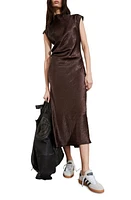 & Other Stories Tania Cap Sleeve Satin Midi Dress Brown Dark at Nordstrom,