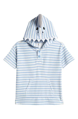 Tucker + Tate Kids' Cotton Blend Hooded Cover-Up Shirt Blue Placid Stripe Shark at Nordstrom,