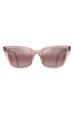 Maui Jim Kou 55mm Polarized Cat Eye Sunglasses in Translucent Pink at Nordstrom