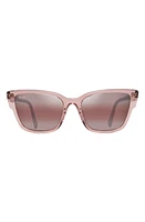 Maui Jim Kou 55mm Polarized Cat Eye Sunglasses in Translucent Pink at Nordstrom