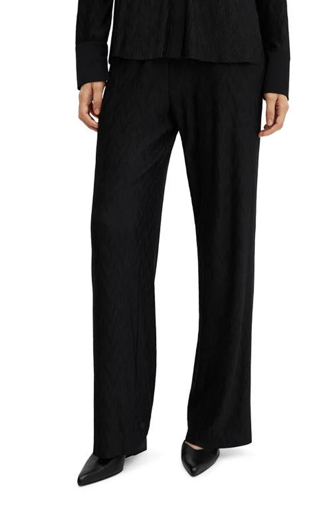 MANGO Textured Wide Leg Pants at Nordstrom,