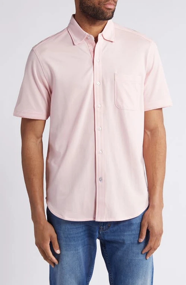 Tommy Bahama San Lucio IslandZone Short Sleeve Knit Button-Up Shirt Quartz Pink at Nordstrom,