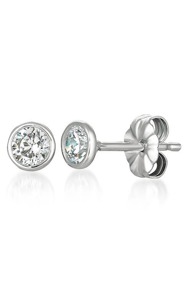 Crislu Cubic Zirconia Bezel Stud Earrings in Platinum at Nordstrom