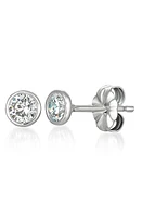 Crislu Cubic Zirconia Bezel Stud Earrings in Platinum at Nordstrom