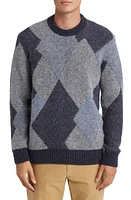 NN07 Brady 6531 Jacquard Wool Blend Crewneck Sweater Grey Melange at Nordstrom,