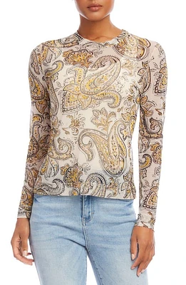 Karen Kane Floral Print Mesh Top in Paisley at Nordstrom, Size Small