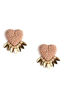 Deepa Gurnani Danika Beaded Fringe Heart Stud Earrings in Dusty Pink at Nordstrom