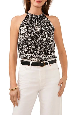 Vince Camuto Floral Sleeveless Top in Rich Black at Nordstrom, Size Xx-Large