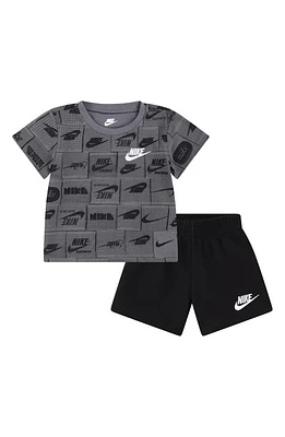 Nike Sportswear Club Graphic T-Shirt & Sweat Shorts Set Black at Nordstrom,