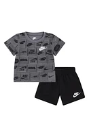 Nike Sportswear Club Graphic T-Shirt & Sweat Shorts Set Black at Nordstrom,