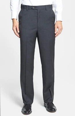 Berle Self Sizer Waist Flat Front Lightweight Plain Weave Classic Fit Trousers Charcoal at Nordstrom, X