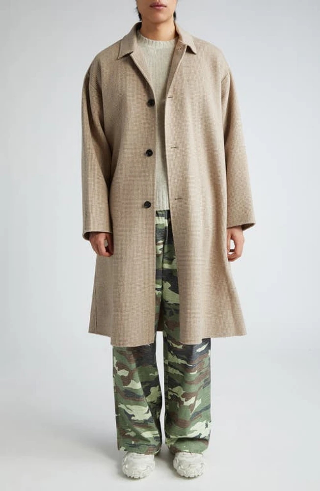 Acne Studios Houndstooth Wool Belted Coat Mahogany Brown/Ivory White at Nordstrom,