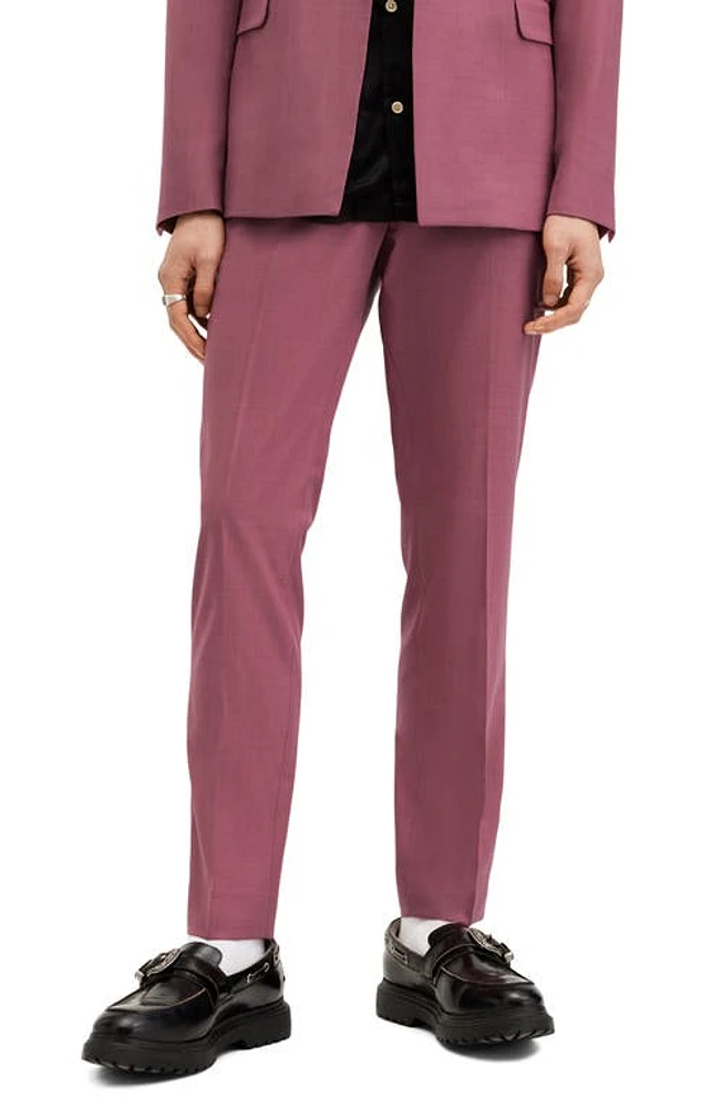 AllSaints Aura Flat Front Stretch Dress Pants Pink at Nordstrom,