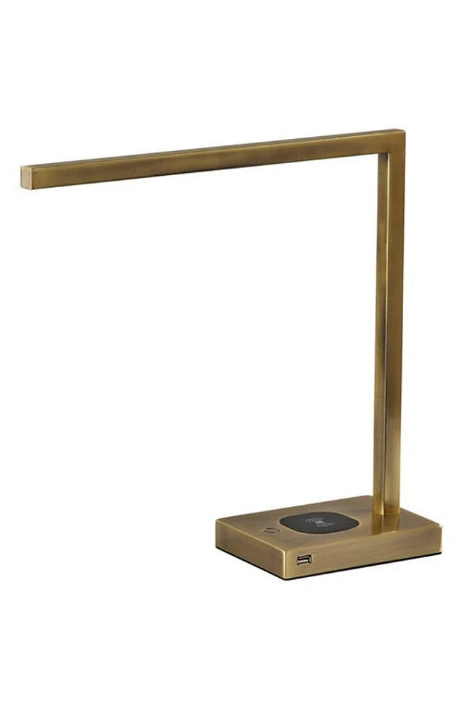 ADESSO LIGHTING Aidan Charge LED Desk Lamp in Antique Brass at Nordstrom