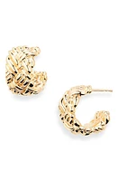 Bottega Veneta Intrecciato Huggie Hoop Earrings in 8120 Yellow Gold at Nordstrom