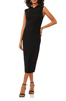 Vince Camuto Drape Cross Neck Sleeveless Midi Dress at Nordstrom,