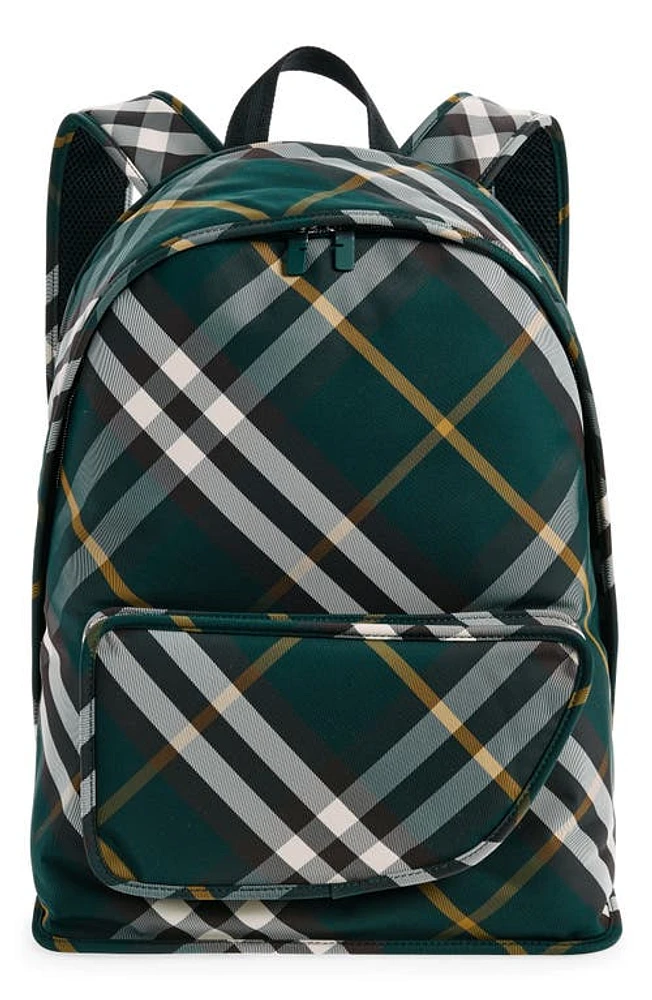 burberry Shield Check Nylon Backpack in Ivy at Nordstrom