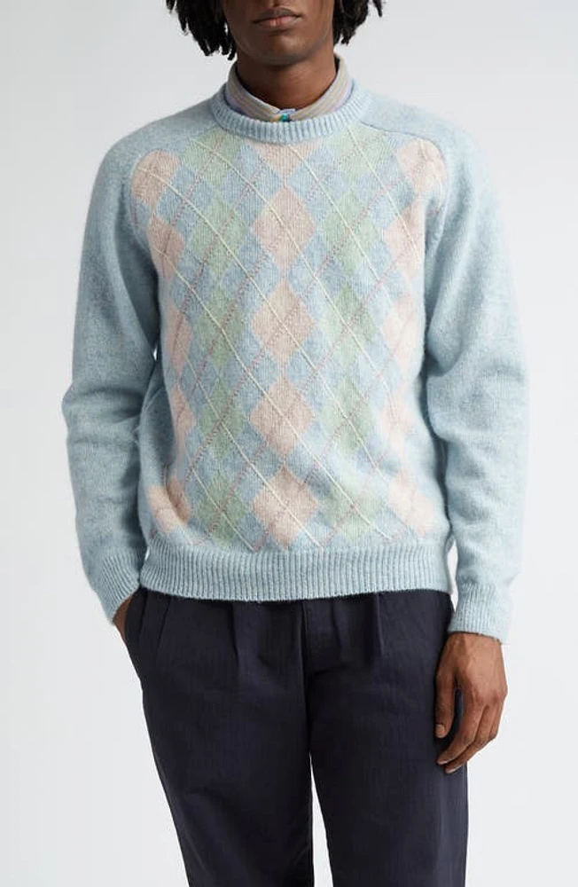 Noah Pastel Argyle Shetland Wool Sweater in Blue/Argyle at Nordstrom, Size X-Large