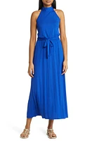 Loveappella Tie Waist Halter Maxi Dress in Royal at Nordstrom, Size X-Large