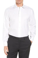 David Donahue Regular Fit Boxed French Cuff Tuxedo Shirt White /White at Nordstrom,