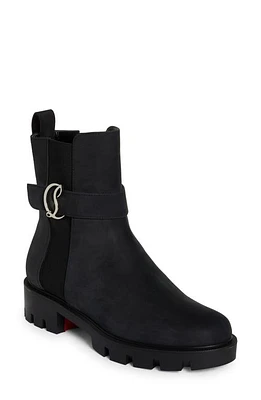 Christian Louboutin CL Logo Lug Sole Chelsea Boot Black at Nordstrom,