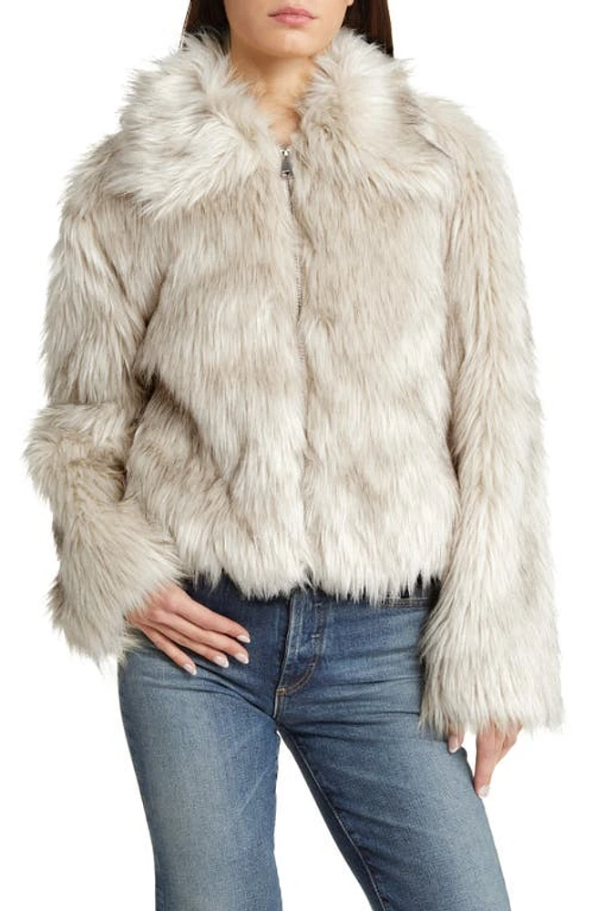 Steve Madden Juniper Faux Fur Crop Jacket in Cream at Nordstrom, Size X-Large