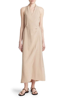 Vince Sleeveless Wrap Dress Pale Wheat at Nordstrom,