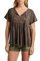 Lucky Brand Lace Inset Cotton Jersey Top at Nordstrom,