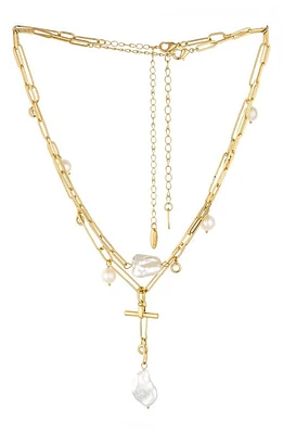 Ettika Set of 2 Pearl & Crystal Necklaces in Gold at Nordstrom