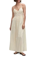 MANGO Eyelet Crochet Cotton Maxi Dress in Beige at Nordstrom, Size 8