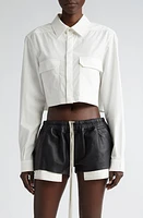 Rick Owens Lido Crop Long Sleeve Cotton Shirt Milk at Nordstrom, Us